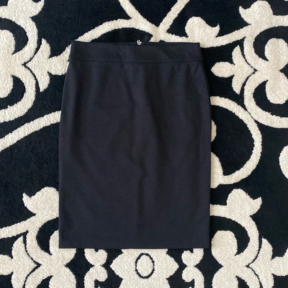 Lauren Ralph Lauren Black Knit Exposed Zipper Midi Pencil Skirt Sz S